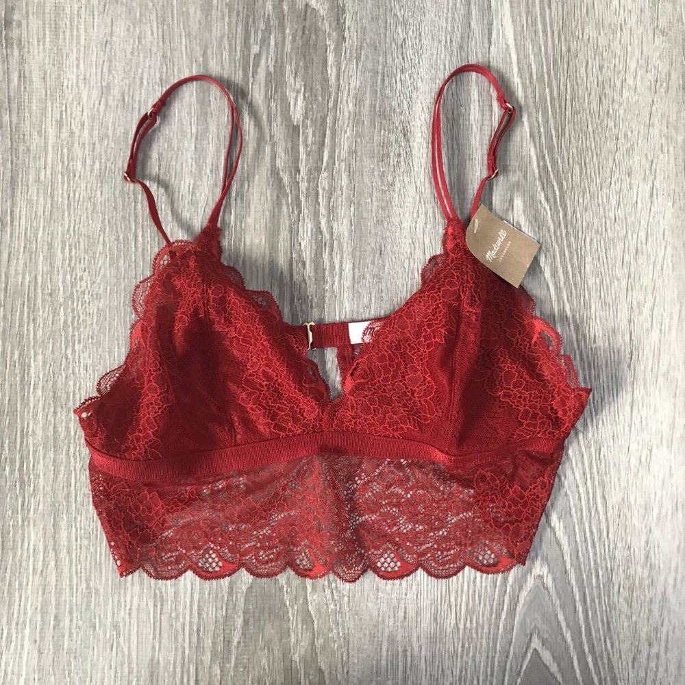 NWT $48 Madewell Liana Lace Longline Bralette M